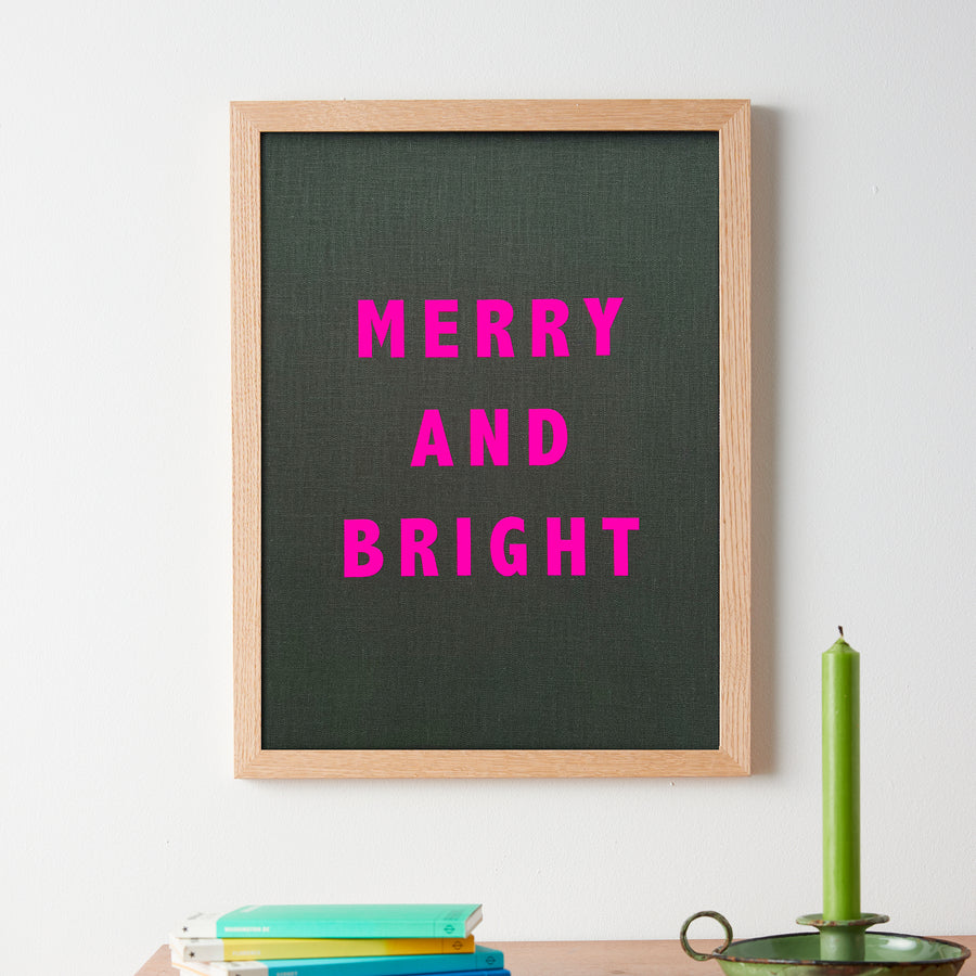 'MERRY AND BRIGHT' FRAMED QUOTE PICTURE