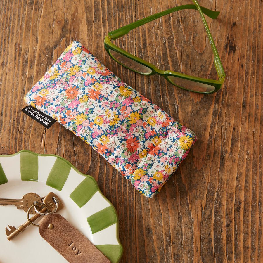 CATHERINE COLEBROOK LIBERTY FABRIC GLASSES CASE IN PINK YELLOW