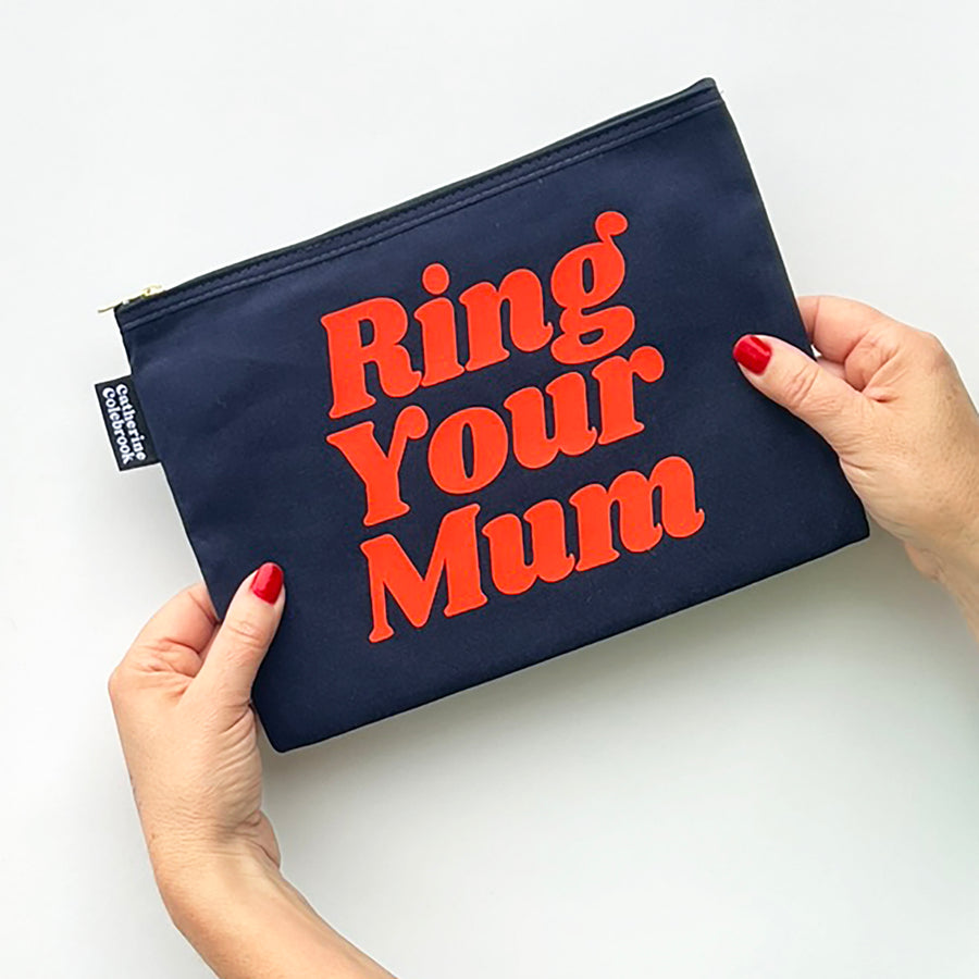 'RING YOUR MUM' PURSE NAVY/ORANGE